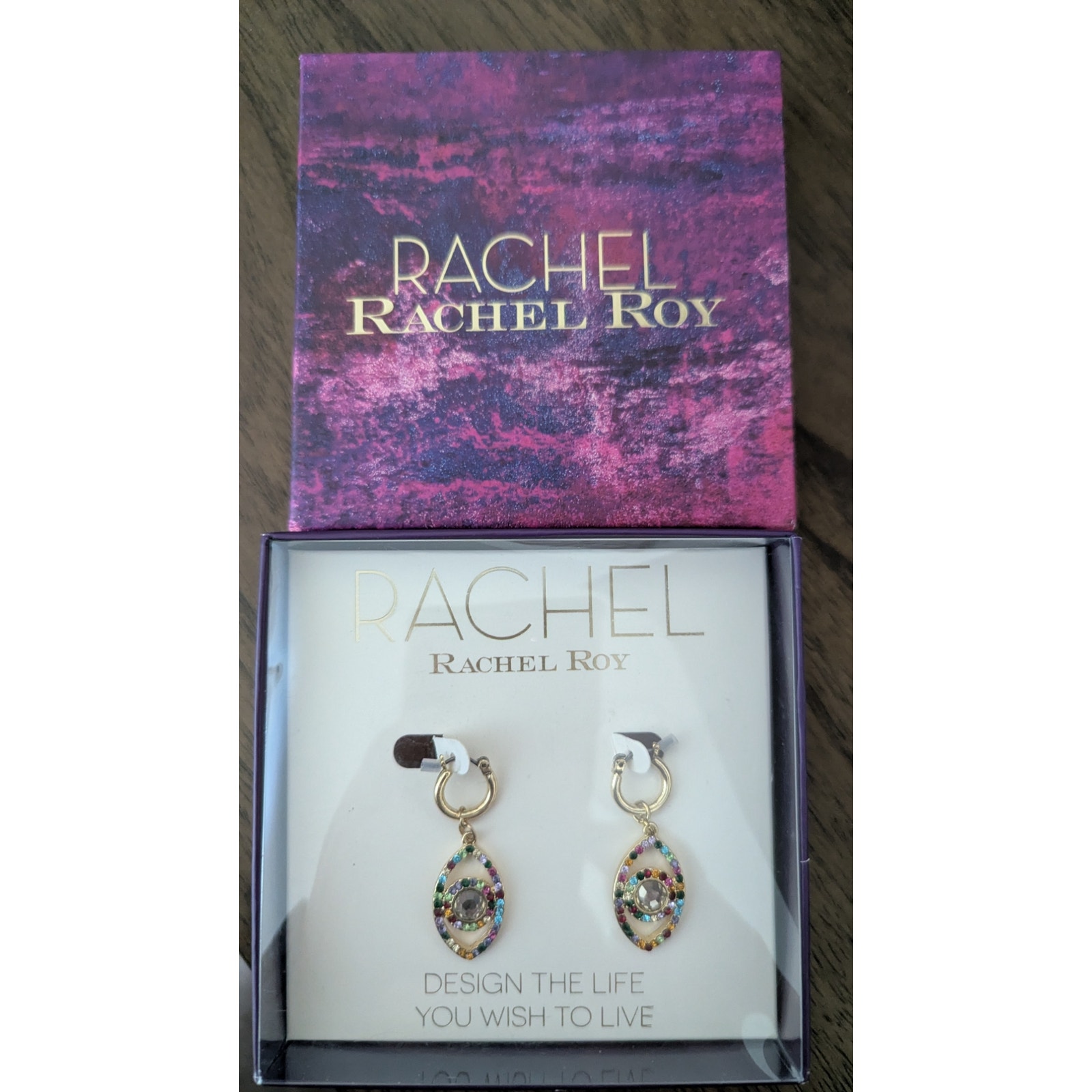 Rachel Rachel Roy Colorful Stone Eye Earrings Nib 10$